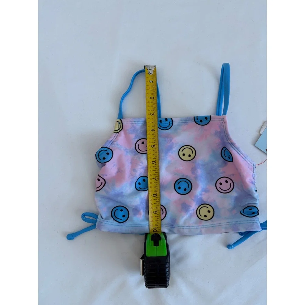 Cat & Jack Girls XS 4/5 Tie Dye Smiley Face Tankini Swimsuit Set Blue Pink NEW